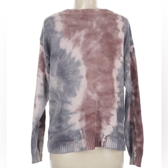 All Worthy Tie Dye Oversized Knit Sweater Gray/Pink Size Medium - Picture 3 of 8